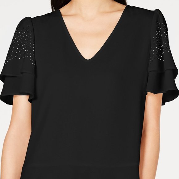 Michael Kors Tiered Embellished-Sleeve Top - Picture 2 of 3